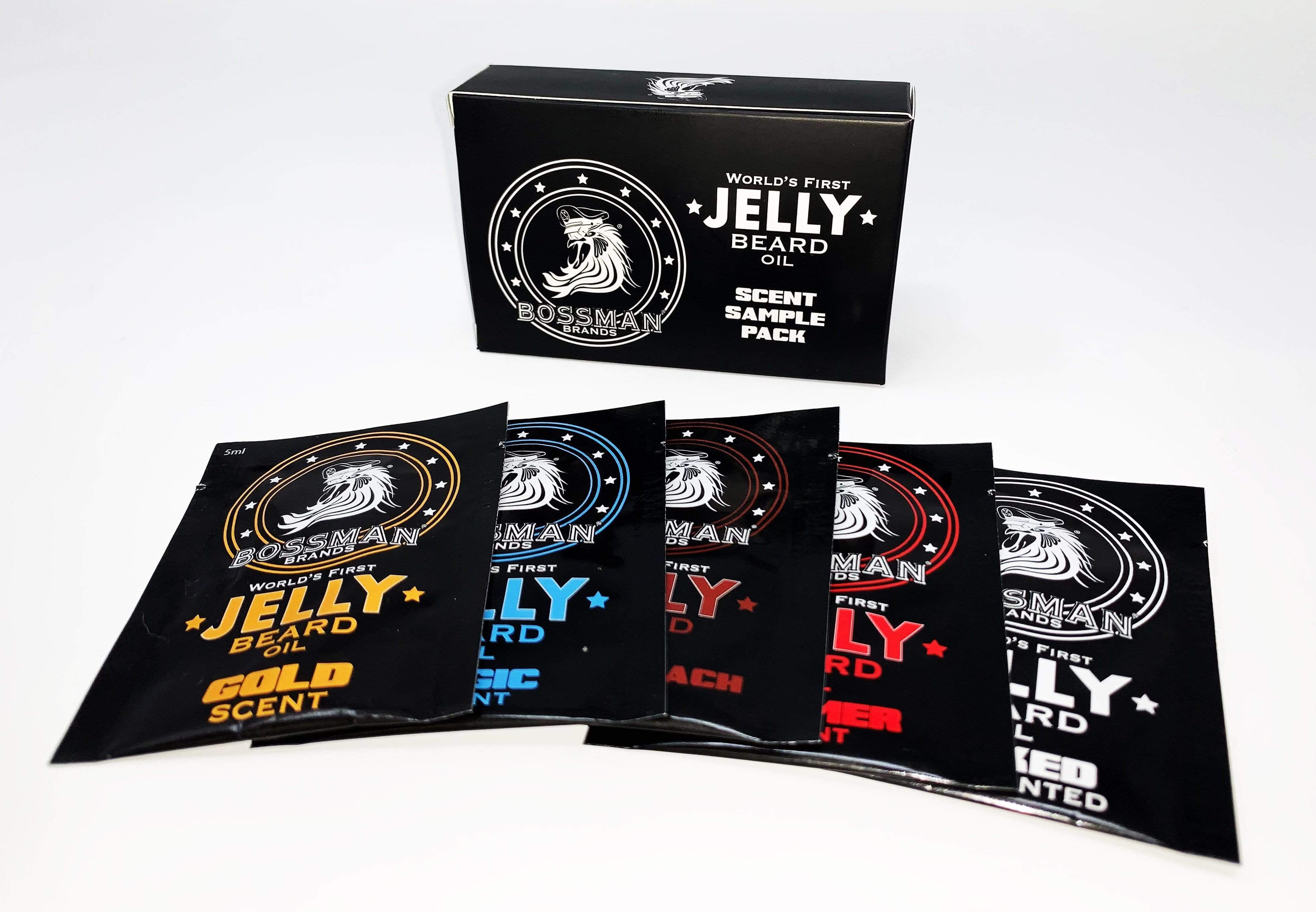 5 Scent Jelly Beard Oil Sample Kit Bossman Brands