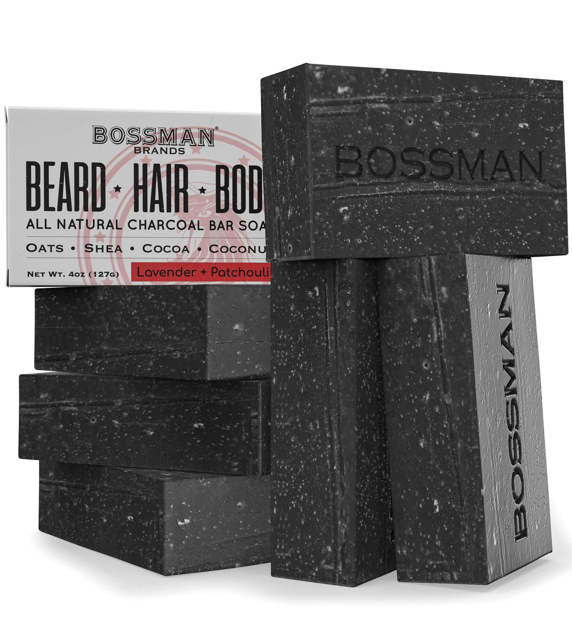 All Natural Exfoliating Beard, Hair & Body Bar Soap Bossman Brands