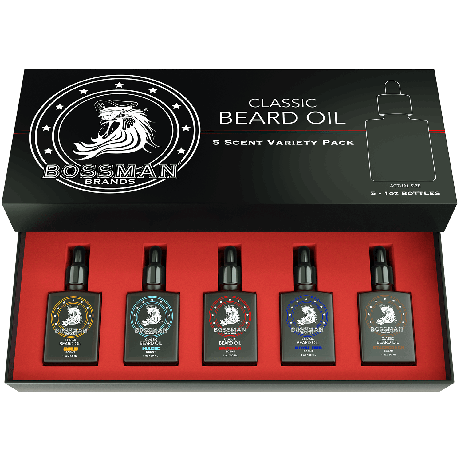 Beard Oil 5 - Pack (Magic, Stagecoach, Hammer, Gold, Royal Oud) Bossman Brands