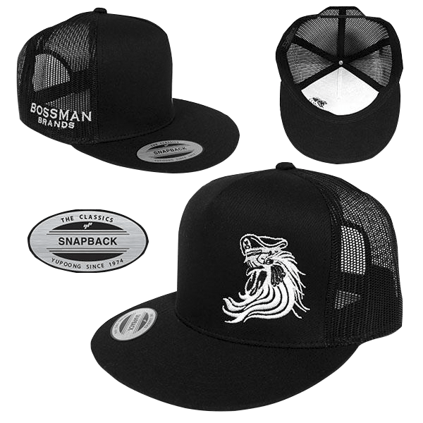 Bossman Black Mesh Snapback Trucker Hat Bossman Brands