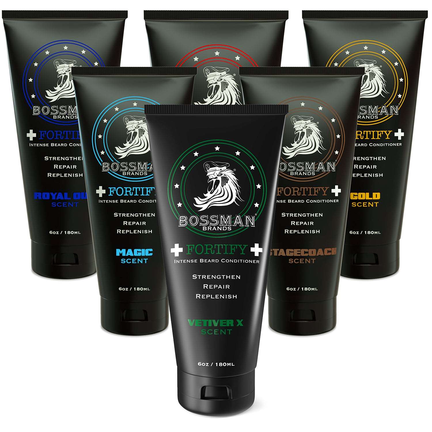 Fortify Intense Conditioner - 6 Pack (Stagecoach, Magic, Hammer, Gold, Royal Oud, Vetiver) Bossman Brands